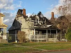 A burned-out house