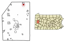 Location of Eau Claire in Butler County, Pennsylvania.