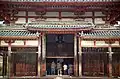 The head of the Jōchō statue of Amitābha is visible in this photo of the Phoenix Hall.