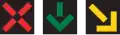 2.65 Mandatory electric indicators above lanes (blocked lane, open lane, change to lane to the right)