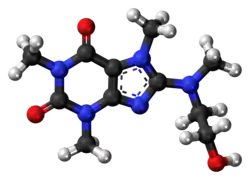 Ball-and-stick model of the cafaminol molecule