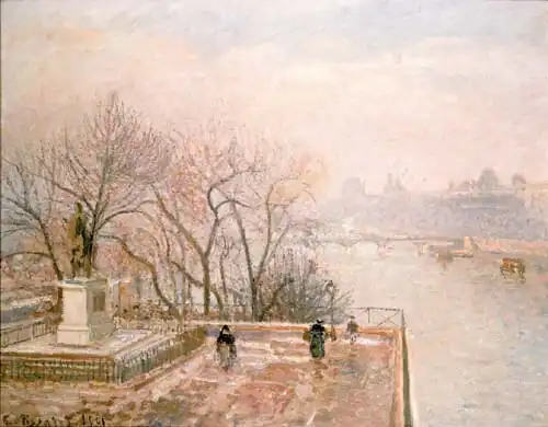 Camille Pissarro. The Louvre, Foggy Morning, 1901.
