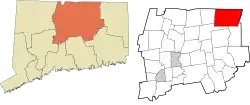 Stafford's location within the Capitol Planning Region and the state of Connecticut