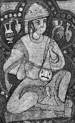 Woman playing a rebab, Palatine chapel (Palermo, Sicily).