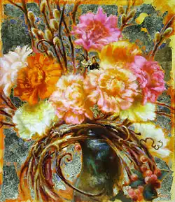 Carnations and Bee