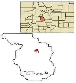 Location of the Town of Buena Vista in Chaffee County, Colorado.