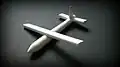 Chalk carving of an airplane made by attaching multiple pieces of chalk.