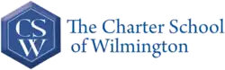Blue hexagon with three white letters: "CSW"