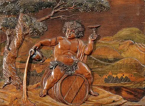 Cheb relief intarsia with green wood