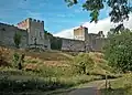 The castle pictured from the footpath through the Dell, part of the Wye Valley Walk