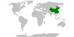 Map indicating locations of China and Eswatini