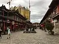 Chinatown pedestrian mall with the Blue Shield Casino new tower under construction behind.