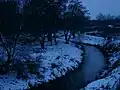 The Skora River in Chojnów in winter