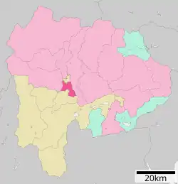 Location of Chūō in Yamanashi Prefecture