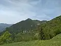 Mount Tavagnone, from the left Cima Camiolo or Pesòc, the Dosso Tondo or di Mezzo and on the right Mount Pine
