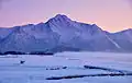Twilight lights up Pioneer Peak before darkness ensues
