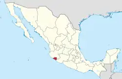 Map of Mexico with Colima highlighted