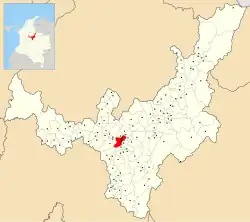 Location of Tunja in the department of Boyacá