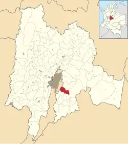 Location of the municipality and town inside Cundinamarca Department of Colombia