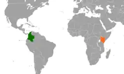 Map indicating locations of Colombia and Kenya