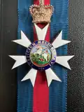 Reverse of a CMG badge showing Saint George