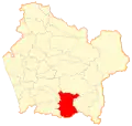 Map of the Villarrica commune in Araucanía Region