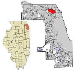 Location of Glenview in Cook County, Illinois.