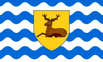 County Flag of Hertfordshire, England, United Kingdom , (Barry-wavy of eight azure and argent)