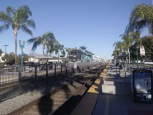 Covina station from the east end of the platform looking west
