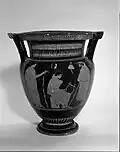Column krater, red-figure pottery, musicians with zither, tomb IV 490-470&nbsp;BC Poggio Sommavilla necropolis, Harvard Art Museums - Fogg Art Museum - United States of America.