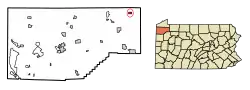 Location of Spartansburg in Crawford County, Pennsylvania.