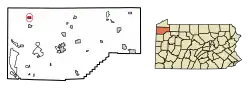 Location of Springboro in Crawford County, Pennsylvania.