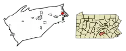 Location of Camp Hill in Cumberland County, Pennsylvania.
