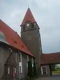 Rectangular temple tower hipped roof covered