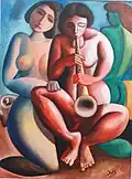 Jeune homme musicien, 31 x 23in, Private Collection LBD