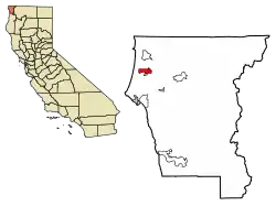 Location of Fort Dick in Del Norte County, California.