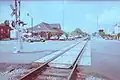 Railroad crossing and CSX Railroad trucks