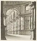 Renaissance style portico with coupled columns in park