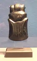 A black jade duckbill pendant from the Olmec culture, dated from 1000 BCE to 300 BCE, or at least 400 years earlier than the Tuxtla Statuette.[9]