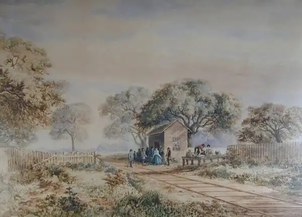 Early Oakland, 7th and Adeline Streets, The Southern Pacific Depot, 1867