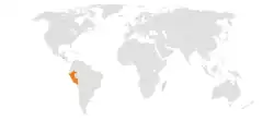 Map indicating locations of El Salvador and Peru