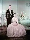 Princess Elizabeth (later Queen Elizabeth II) wearing the Greville Ruby Floral Bandeau Necklace, 1950