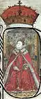Coloured engraving, Coram Rege roll, 1581