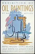 (1940) Poster advertising an exhibition of oil paintings by well-known artists