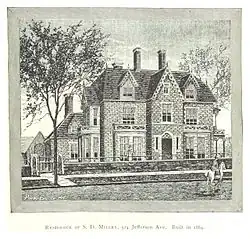 Sidney D Miller residence built in 1864 and designed by Gordon W Lloyd, was demolished in 1955.