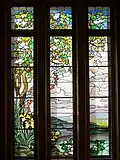 Stained glass in the staircase of the Euville town hall, France