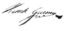 Cursive signature in ink