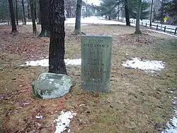 Site of the original First Parish Church meeting house within Myles Standish Burial Ground