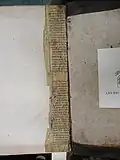 Manuscript leaf used as hinge reinforcement