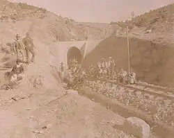 Work in progress for the Meana Sardo tunnel (about 1888)